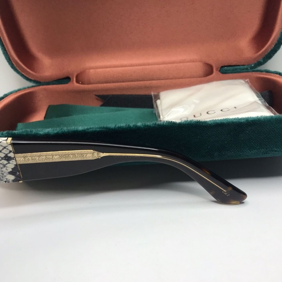 💯 Original Gucci 0484 Havana Pink Snake Fantasy Leather Fashion Oversized Sungl - Picture 10 of 15